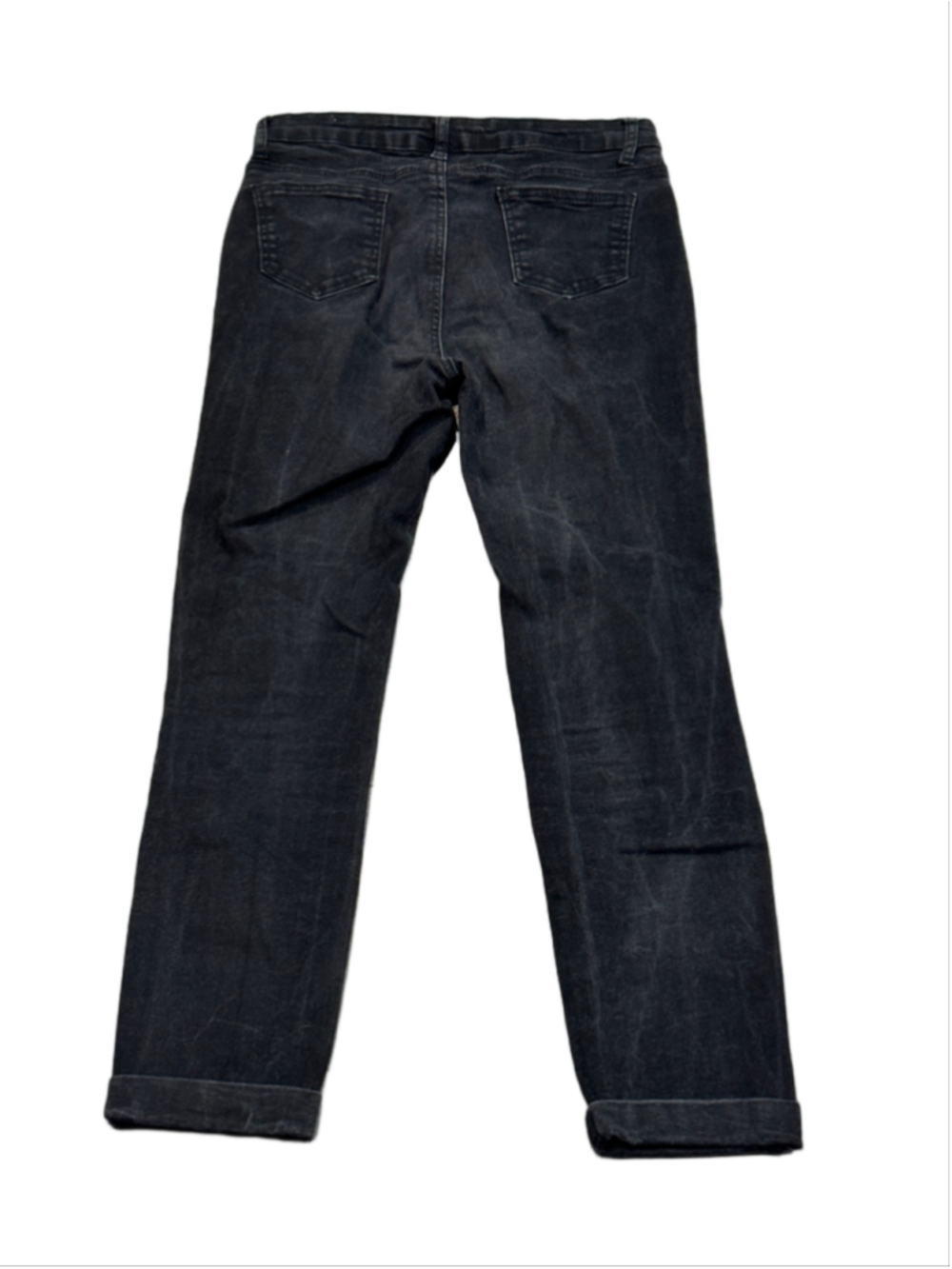Distressed Black Denim Jeans with Rolled Cuffs - Picture 4 of 4